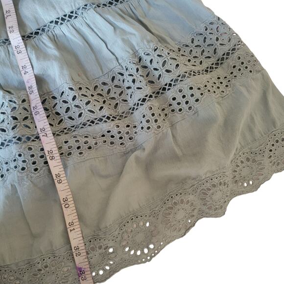 Gap Dress Med Sage Green Cotton Bohemian Chic Cottagecore Romantic Feminine - Picture 9 of 14